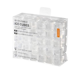 COIZYZZL Reusable Ice Cubes - Quick Freeze Clear Plastic Square Ice cubes With Resealable Bag Pack Of 30/60 (60, Clear)