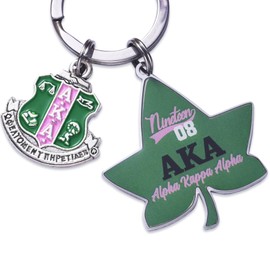 1908 Aka Sorority Keychain Ivy Leaf Keyring Aka Sorority Gifts for Women Girls Alpha Kappa Decorations AccessoriesSorority Paraphernalia Gifts - Green