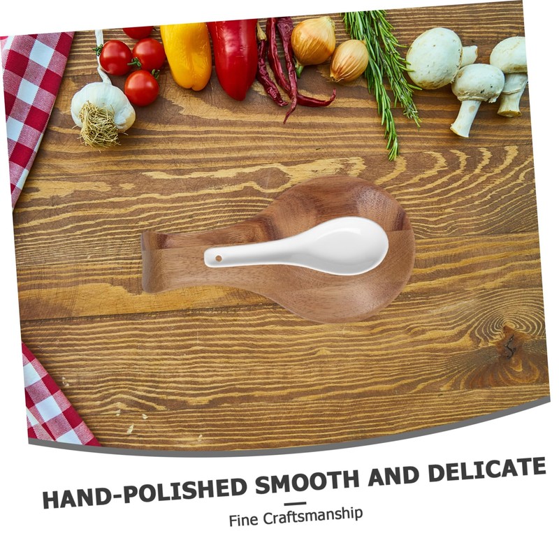 Ciieeo Wood Spoon Rest for Stove Wood Spoon Holder for
