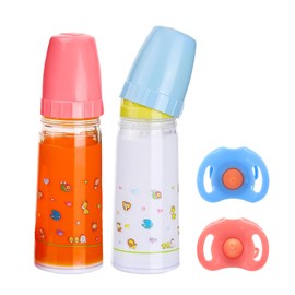 DIELOVEHUA Pack of 4 Doll Accessories, 2 Pieces Magic Bottle, 2 Pieces Doll Dummies, Doll Bottle with Milk, Magic Milk Bottles, for Children from 3 Years