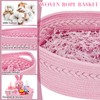 SelfTek Gift Basket Hamper Kit, Pink Rope Basket with Cellophane