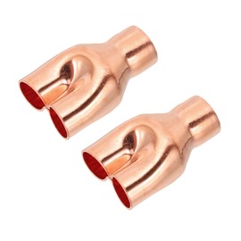 PATIKIL 3/4" x 5/8" x 5/8" ID Tee Y Type Copper Fitting, 2 Pcs Welding Joint Split Union Intersection for HVAC, Air Conditioning Refrigeration System