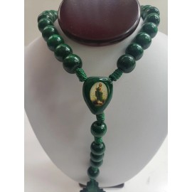 Rosario De San Judas Tadeo de Madera Green Wooden Rosary Holy Red Handmake/ Jude