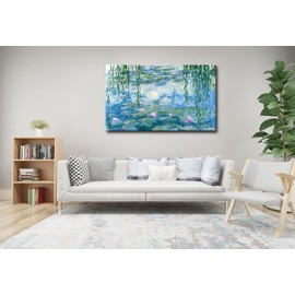 Large Water Lilies by Claude Monet Canvas Wall Art Famous Painting - Classic Canvas Art Wall Decor Picture Print with Framed for Home Office Wall Decor-32 x48