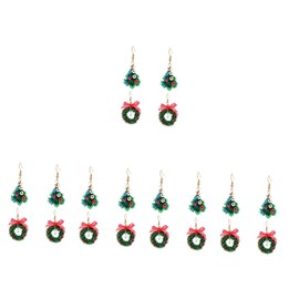 ABOOFAN 10pairs Christmas Earrings of Adorable Green Wreath Ear Accessories for Women Chic Holiday Jewelry for Xmas Parties Unique Stylish for Friends