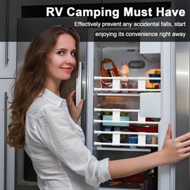 PikAioo 4 Sets RV Refrigerator Tension Rods, 15.8-27.6 Inches Anti-Slip Adjustable RV Refrigerator Bars, for Camper Refrigerator, Cupboard, Kitchen, Bookshelf-White