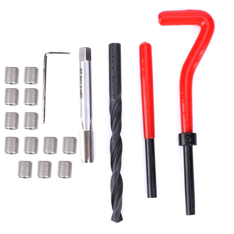 20 Pcs Thread Repair Kit M8x1 Stainless Steel Rethreading Tap