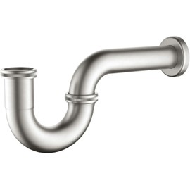 KIBI 1.5-Inch Bathroom Sink Bottle P-Trap | Decorative Solid Brass Drain Trap Kit | Anti-Clog, Leak-Proof, Easy Installation | Durable Plumbing Fixture for Bathroom – (Brushed Nickel, KPT101-A)