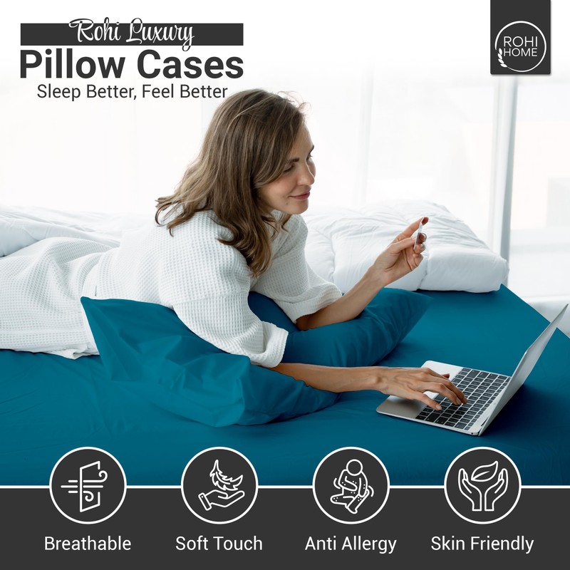 Rohi Polycotton Pillowcases 2 Pack - Easy Iron Bed Pillow