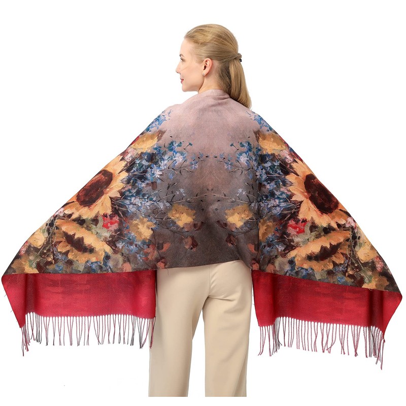 XINYUN - Bufanda de moda para mujer con borla impresa