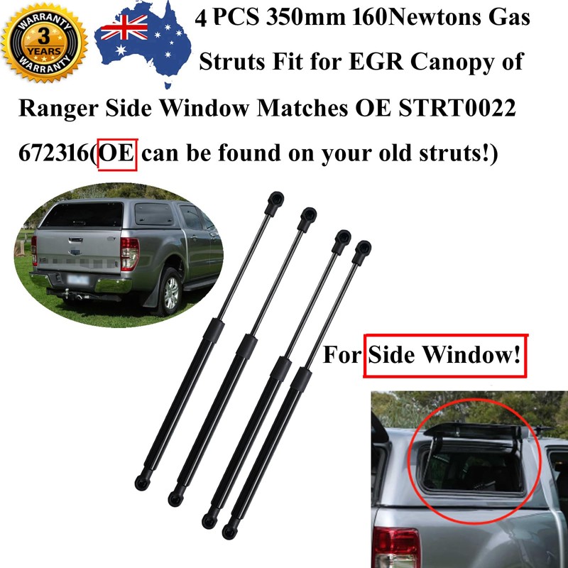 AONNOUS 4PCS Gas Struts for EGR Canopy Side Window;Matches OE