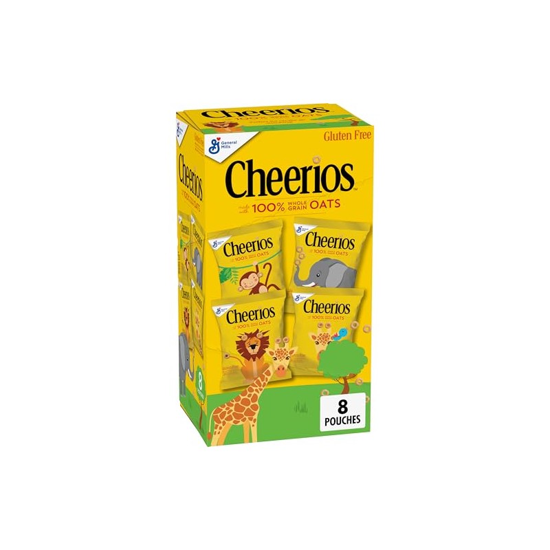 Cheerios Cereal Pouches, Whole Grain Oats, Gluten Free, 8 Pouches,
