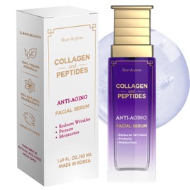 Fleur De Peau Collagen & Peptides Serum For Face - Dermatologist Tested, Anti-Aging, Ultra Hydrating, Plumping & Firming, for Fine Lines & Wrinkles - Clean Beauty, Vegan Korean Skin Care - 1.69 FL. Oz