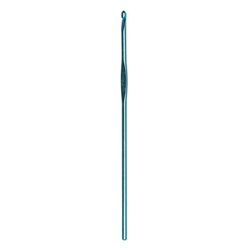 Susan Bates 5-1/2-Inch Silvalume Aluminum Crochet Hook, 3.25mm, Blue