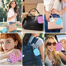 Soft Silicone Mini Coin Purse with Zipper and Cartoon Hole, Portable Keychain Pouch Organizer for Women,2 Packs