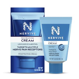 Nervive Crema para aliviar el dolor, analgésico tópico de máxima fuerza sin grasa con lidocaína y mentol para dedos, pies, manos, piernas y brazos, 3.0 oz