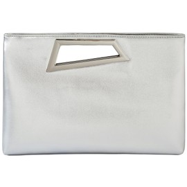 Evening Bag for Women Top-handle Clutch Purse Detachable Chain Crossbody Bag Party Wedding Handbag(silver)