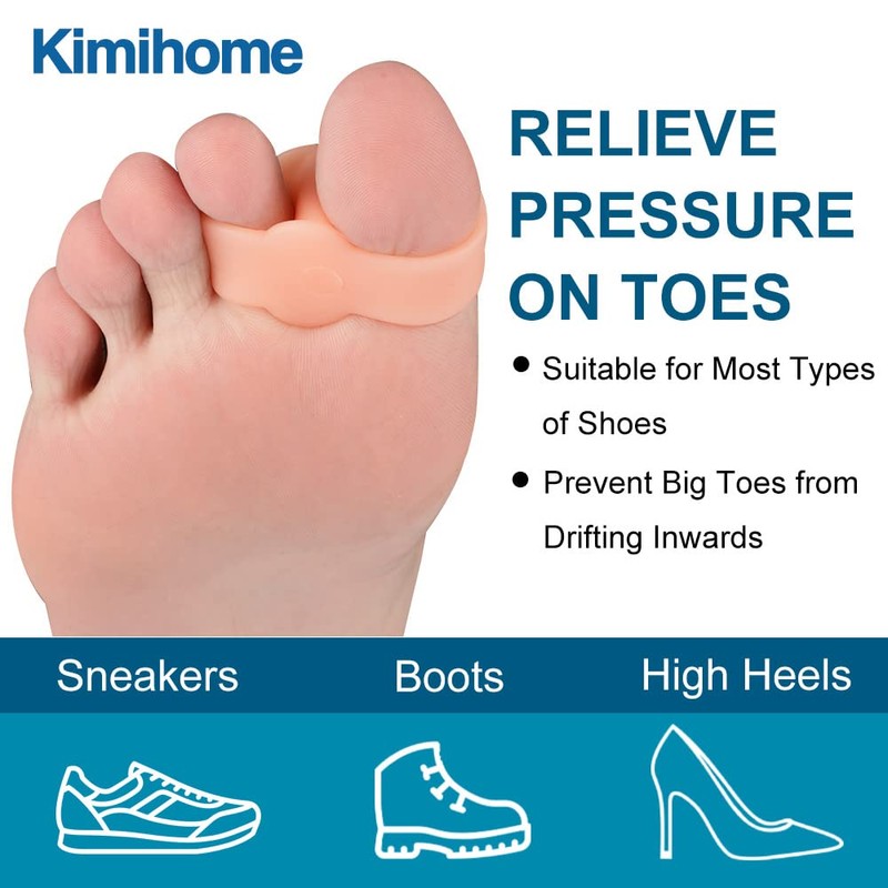 Kimihome Gel Toe Separator, Bunion Corrector with Double Loops, Prevents