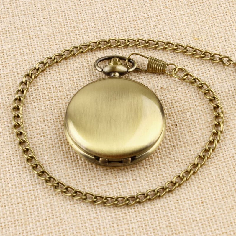 Tiong Classic Smooth Steel Roman Numerals Quartz Pocket Watch with