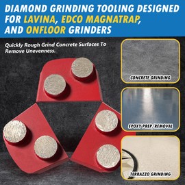 Diamond Grinding Discs for Lavina and Edco Magnatrap Grinders, Set of 3, Medium Bond, 120/150 Grit