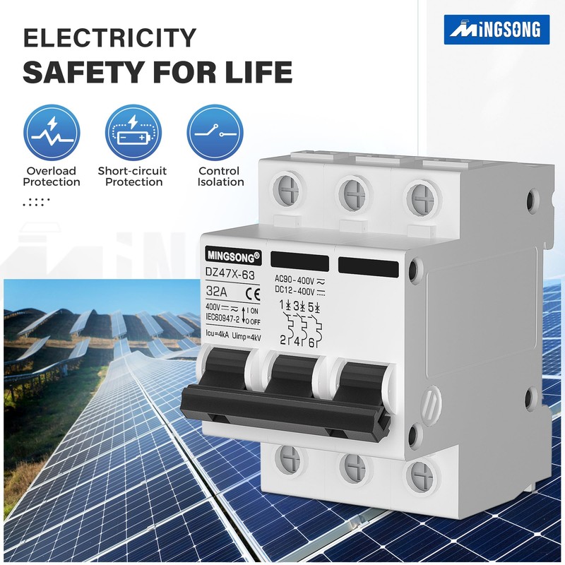 MINGSONG DC Solar Panels Disconnect Switch 32 Amp Solar Shut