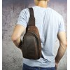 Le'aokuu Men's Genuine Leather Waist Bag Chest Bag Belly Bag