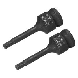 sourcing map 2 Pcs 3/8" Drive x H5(5mm) Impact Hex Bit Socket, Metric 2.36" Length, CR-MO Steel Use with Impact Drivers or Hand Ratchets