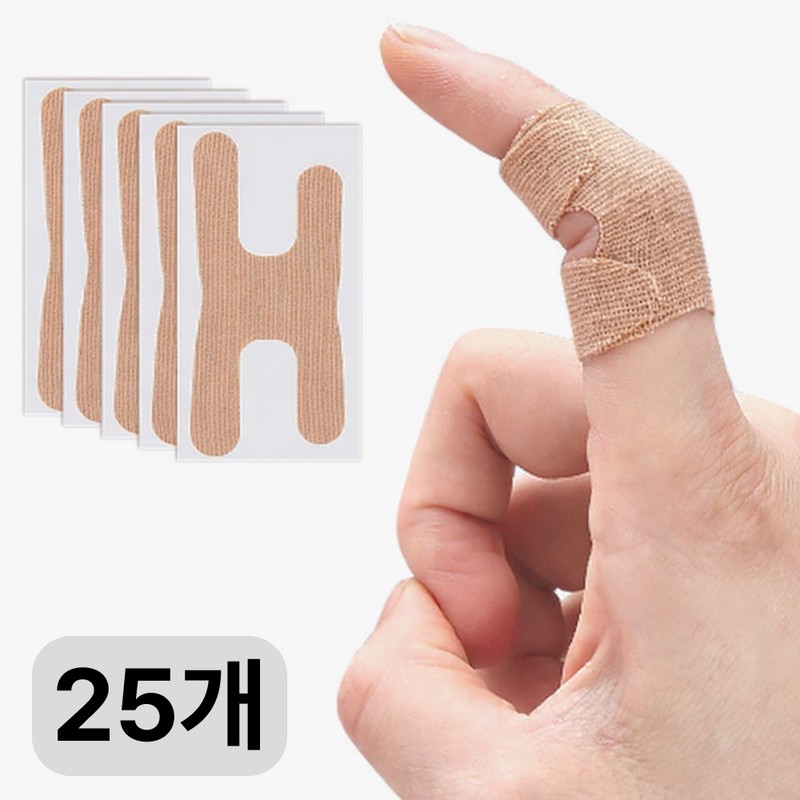 손가락 관절 보호대 테이핑형 마디 고정 밴드, 베이지, 25개 Finger