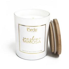 Sunshine Mimosa Candle | Orange Citrus Scented Candle | Natural Coconut Soy Candles | 8 Ounce Modern Luxury Home Decor Novelty Candle | Long Lasting Fragrance with 35 Hour Burn Time