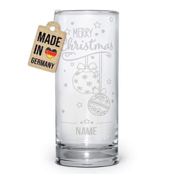 PR Print Royal Drinking Glass with Engraving - Merry Christmas