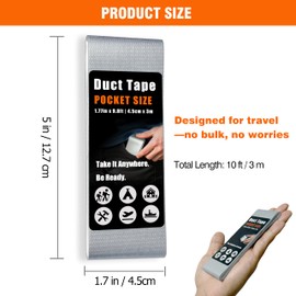 8 Pack Mini Duct Tape – Travel Size 1.77 inch x 5 inch Flat Rolls, Compact & Pocket-Sized, Heavy Duty, Waterproof, Tear by Hand – Great for Emergency Repairs, Outdoor EDC, Camping, DIY (Silver)