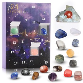 Advent Calendar 2024 Rocks, Christmas Advent Calendar 2024, Crystal Advent Calendar, 24 Days Natural Crystal Agate Stone, Christmas Xmas Gifts 2025 (Purple)