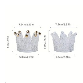 NOIAFZY 3Pcs Creative Household Glass Ashtray Crown Shape Candlestick Jewelry Storage Cup Crown Golden Beads Shape Crystal Ashtray