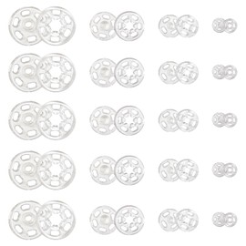 TOAOB 120 Sets Plastic Snaps Invisible Sewing on Snap Buttons Fasteners 7mm 12mm 15mm 21mm Round Clear Sew on Button for Shirts Clothing DIY Supplies