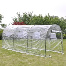 vidaXL Large Outdoor Greenhouse- Portable, Transparent, Weather-Resistant PVC Cover, Powder-Coated Steel Frame, Zipped Door, Easy Assembly, Ideal for Gardeners.