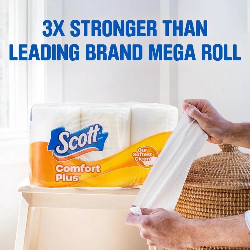 SCOTT Comfortplus Toilet Paper, 12 Double Rolls, 231 Sheets per