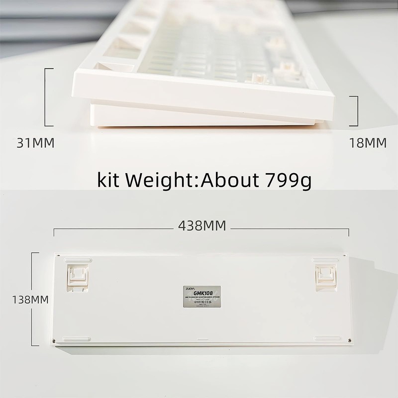 GMK108 Barebones Mechanical Keyboard Kit,VIA Programmable Gasket Mounted BT5.0/2.4GHz/Type-C Tri-Mode