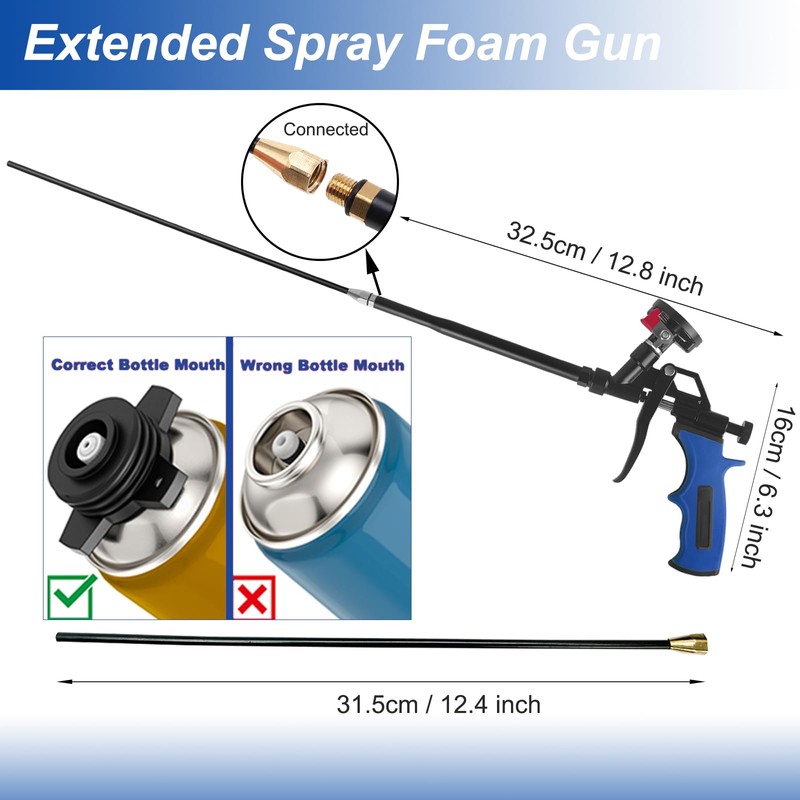 25inch Detachable Spray Foam Gun,Professional Expanding Foam Gun,Dispensing Foam Gun