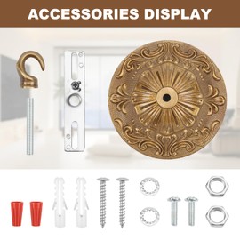 BEQUZON 6.5 Inches Vintage Brass Chandelier Canopy, Decorative Ceiling Mounting Plate Kit for Pendant Lights