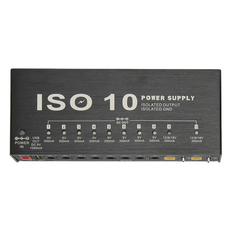 Guitar Pedal Power Supply, 10 Isolated Output Pedalboard Power Supply,