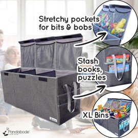 Pandabode Extra Large Toy Box - Big Toy Box - Sturdy Extra Large Toy Storage Organizer with Pockets - Extra Large Toy Chest 36 x 16 x 12 in - Black