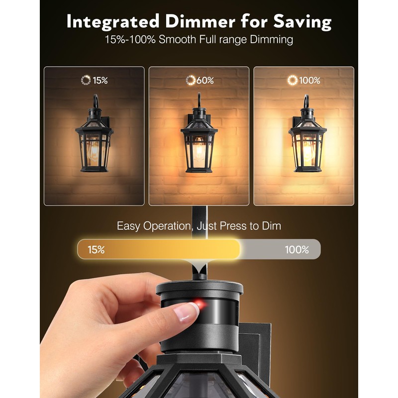 OPAXIS Motion Sensor Outdoor Wall Lights, Black Dusk to Dawn
