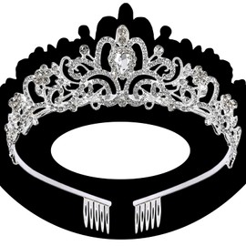 Daorfaa Wedding Crystal Crown for Women Crystal Princess Tiaras Rhinestone Queen Headband Wedding Bridal Hair Accessories Birthday Prom Pageant Party Coming of Age Ceremony Photo Props