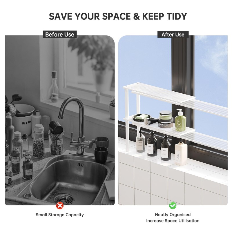 WOCHUANGSI Expandable Window Shelf for Plants Kitchen Sink Organizer Stackable