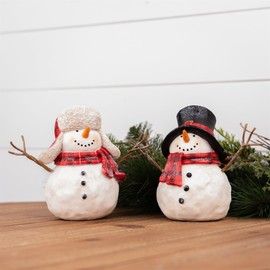 Melrose Set of 4 Snowmen with Scarf Christmas Tabletop Figurines 7.25"