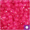 BeadTin Hot Pink Transparent 8mm Faceted Round Plastic Craft Beads