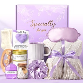 Cabtnca Birthday Gift Baskets for Women, Self Spa Care Package for Woman, Get Well Soon Gift for Her, Sympathy Thinking of You Gift Set for Mom Sister Friend Wife Girlfriend, 11Pcs Purple