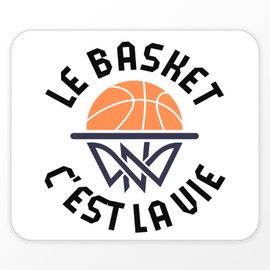 Fabulous Mauspad – Le Basket C'est la Vie Sport Basketball – (Maße 24 x 20 cm), Weiß
