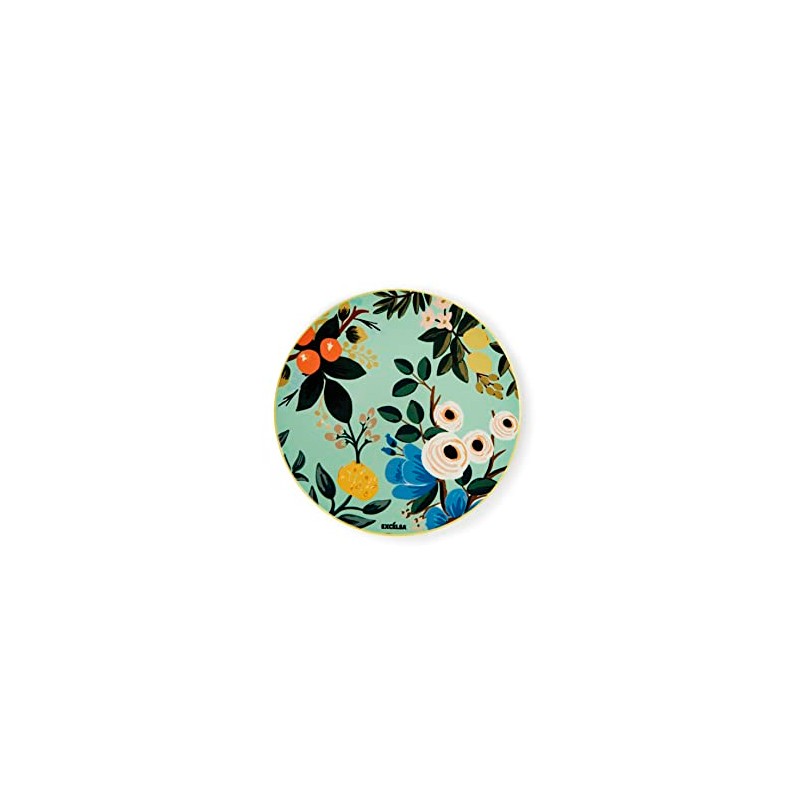 Excelsa Flowers Frida Coaster, Ceramic Dolomite and Cork, 16 x