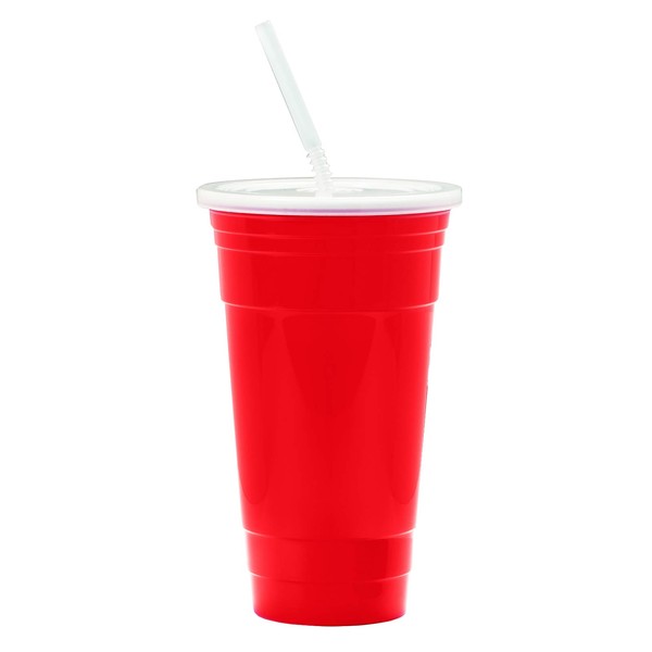 Red 32 oz. Reusable Plastic Tumbler Set, GET SC-32-SET-R (Pack